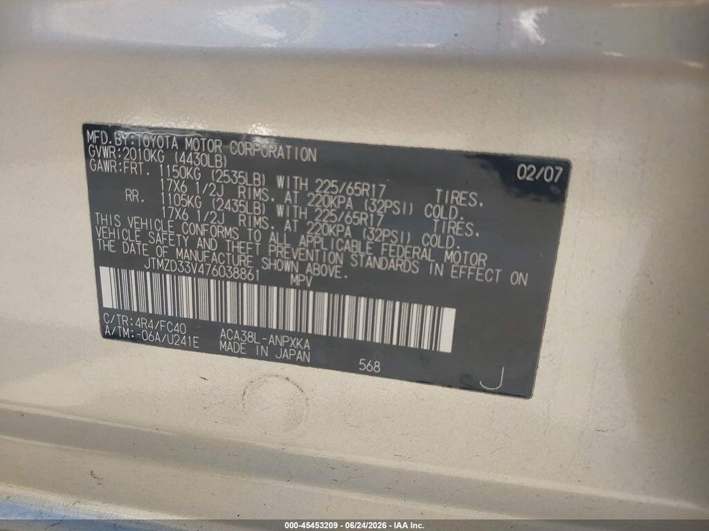 JTMZD33V476038861 2007 TOYOTA RAV4 photo no. 9