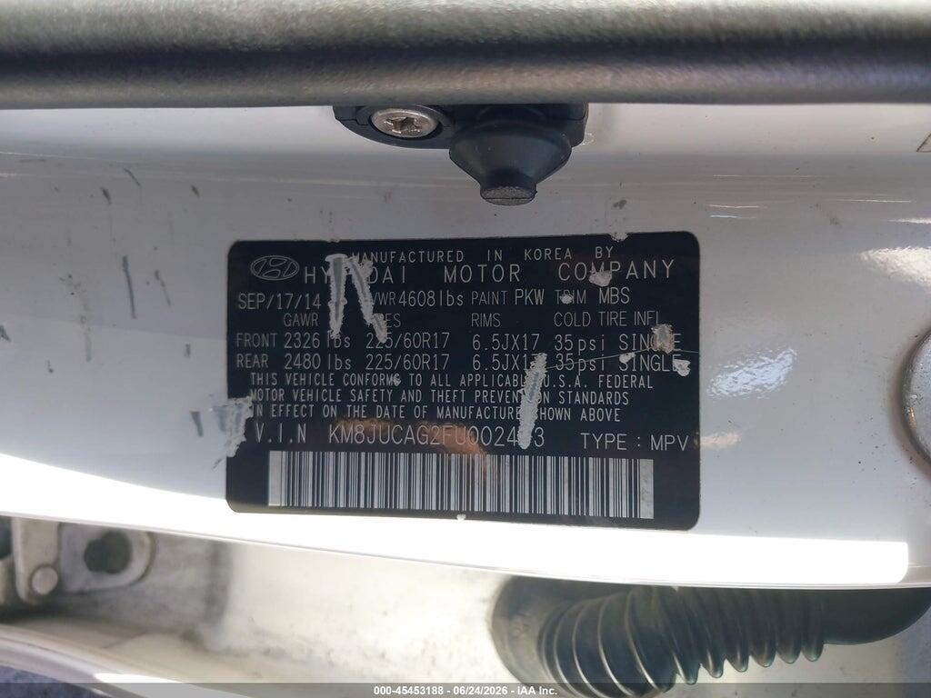 KM8JUCAG2FU002433 2015 HYUNDAI TUCSON photo no. 9