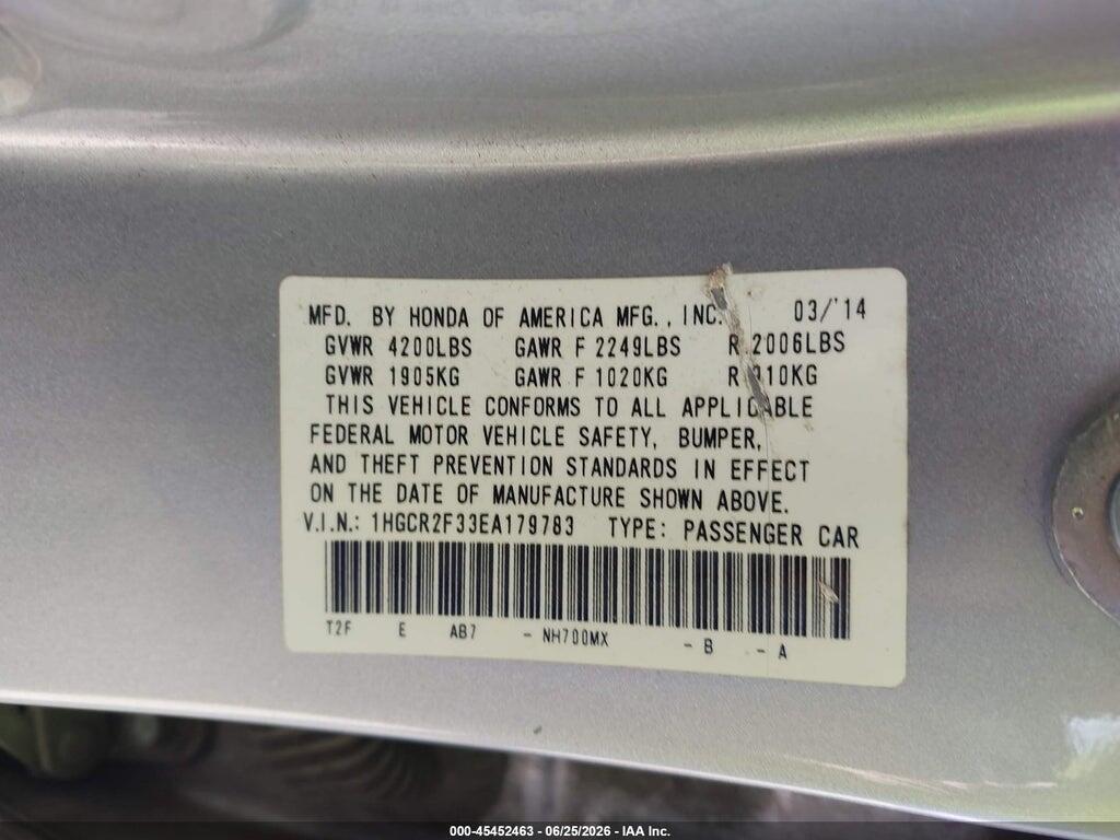 1HGCR2F33EA179783 2014 HONDA ACCORD photo no. 9