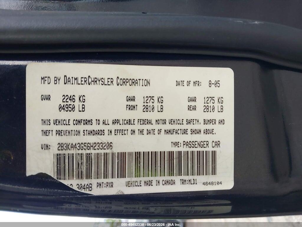 2B3KA43G56H233206 2006 DODGE CHARGER photo no. 9