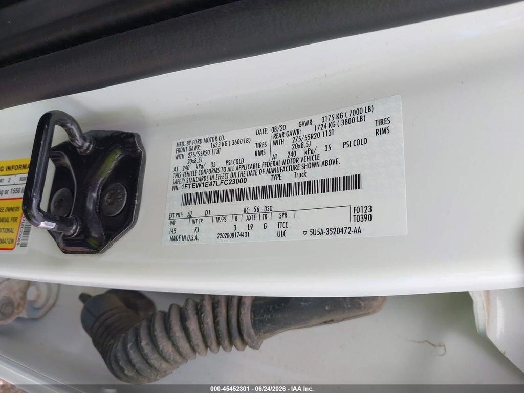 1FTEW1E47LFC23000 2020 FORD F-150 photo no. 9