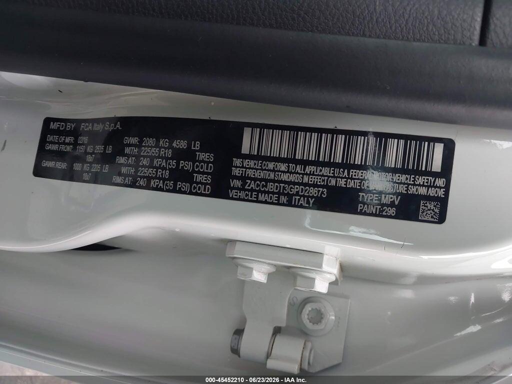 ZACCJBDT3GPD28673 2016 JEEP RENEGADE photo no. 9