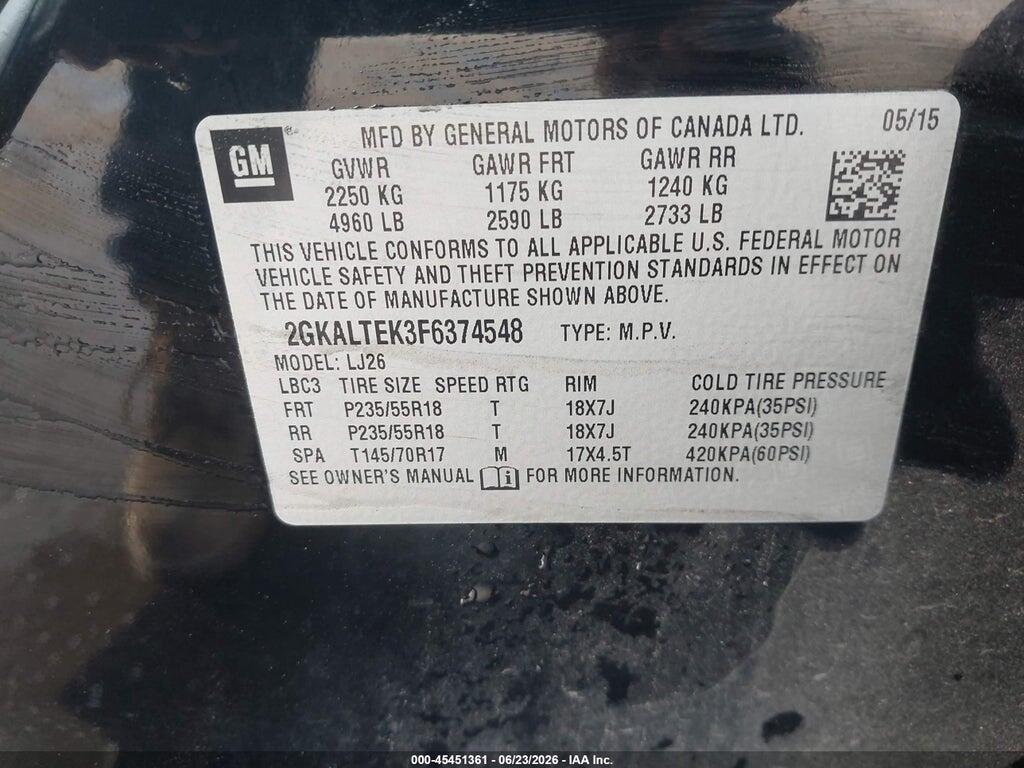 2GKALTEK3F6374548 2015 GMC TERRAIN photo no. 9