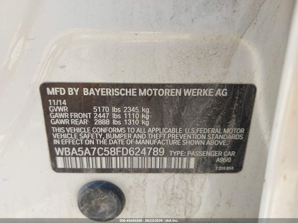 WBA5A7C58FD624789 2015 BMW 528I photo no. 9