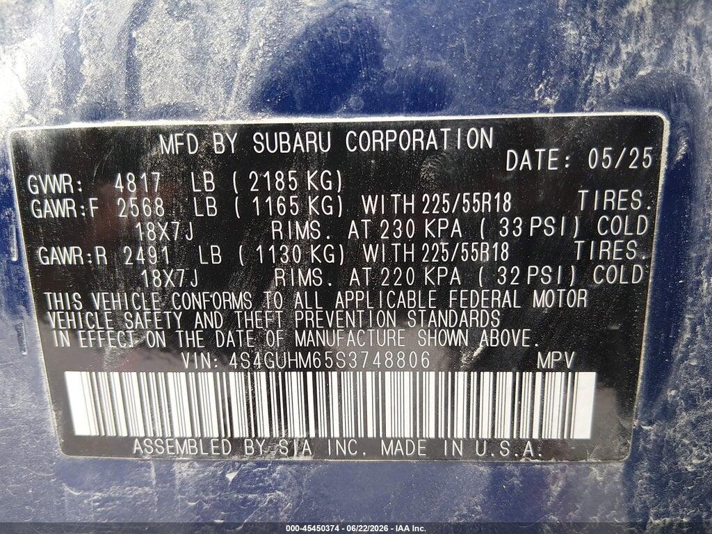 4S4GUHM65S3748806 2025 SUBARU CROSSTREK photo no. 9