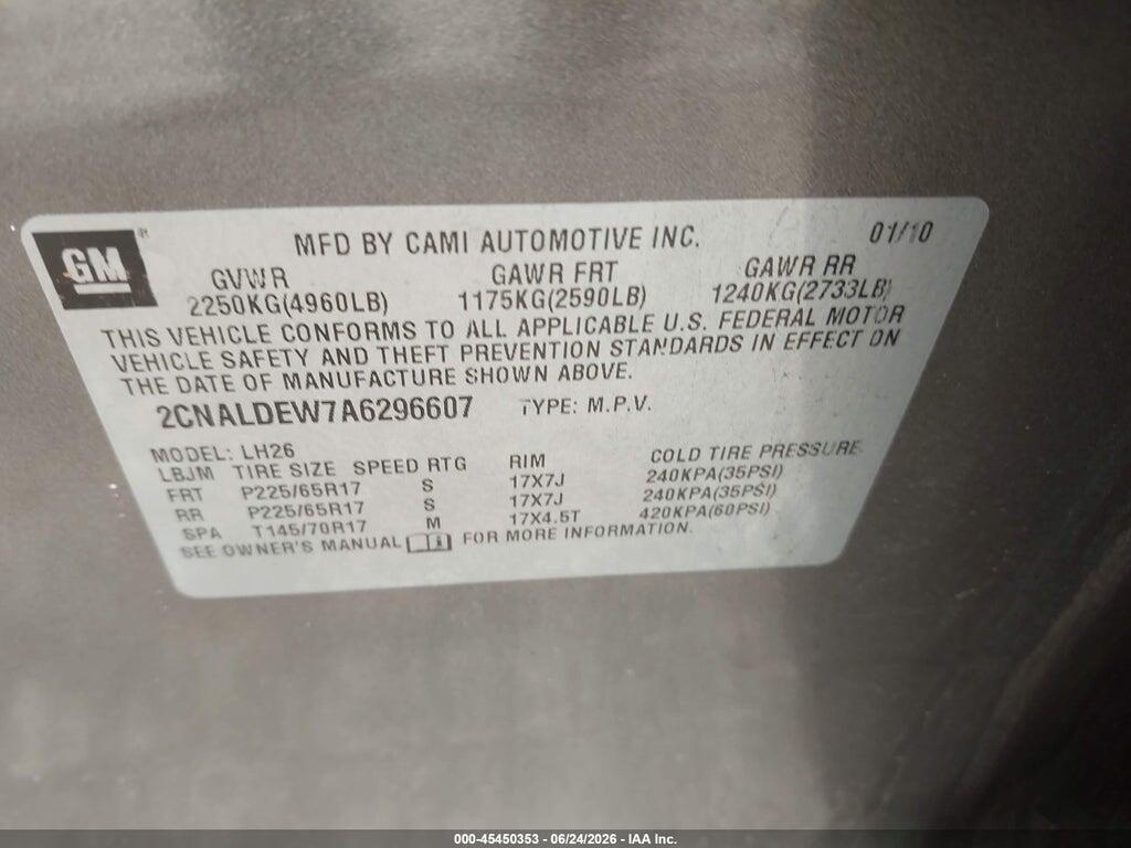 2CNALDEW7A6296607 2010 CHEVROLET EQUINOX photo no. 9