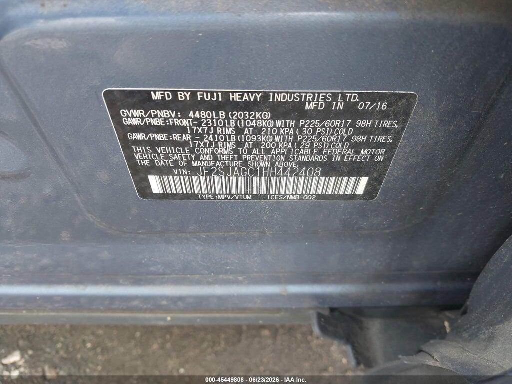 JF2SJAGC1HH442408 2017 SUBARU FORESTER photo no. 9