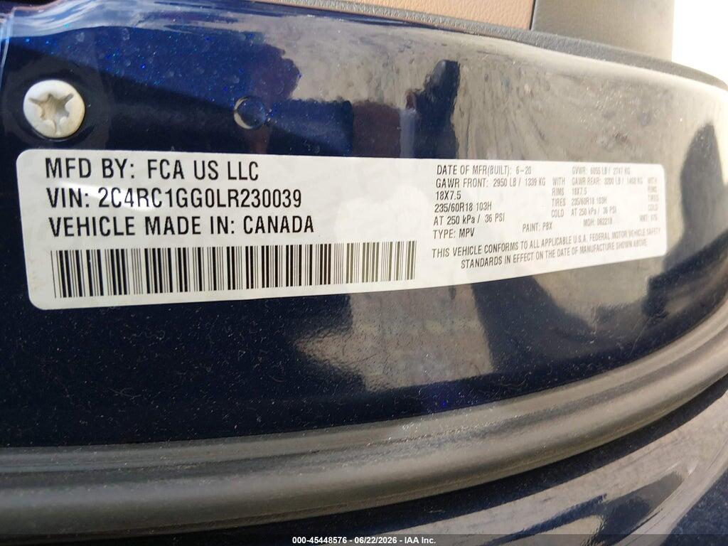 2C4RC1GG0LR230039 2020 CHRYSLER PACIFICA photo no. 9