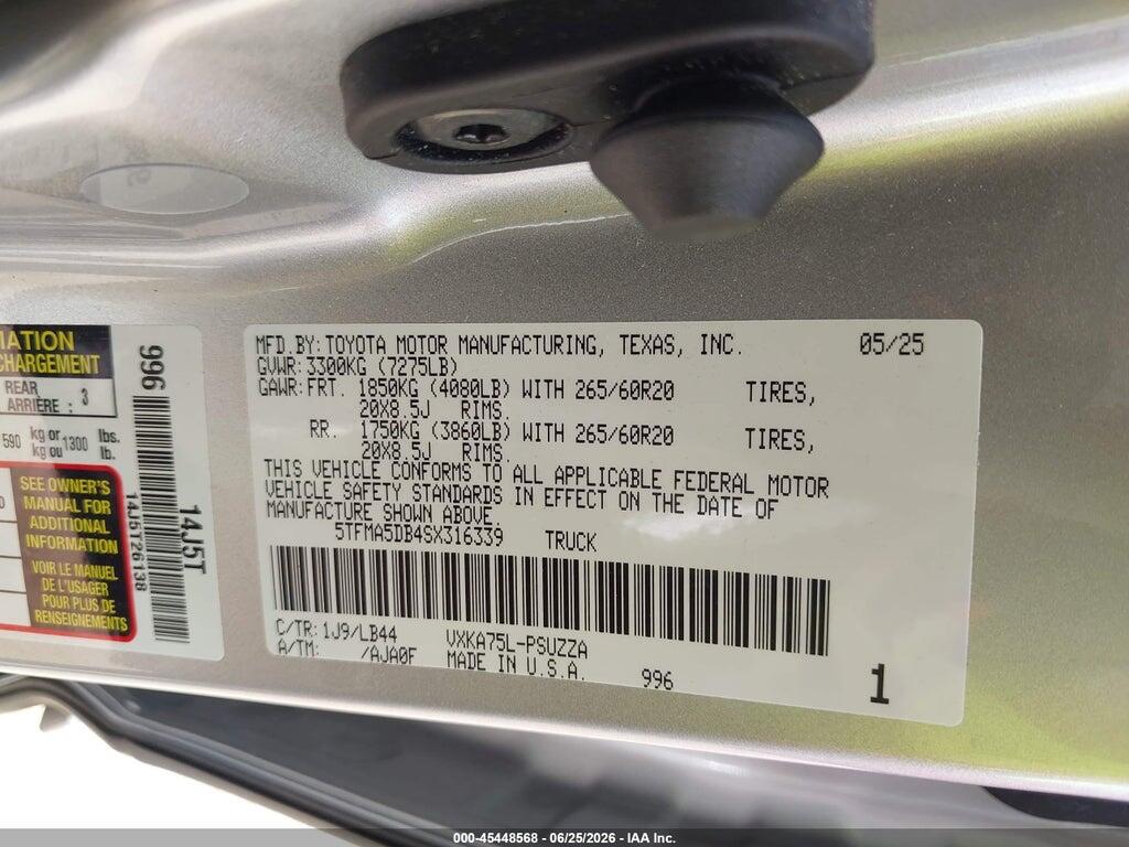 5TFMA5DB4SX316339 2025 TOYOTA TUNDRA photo no. 9