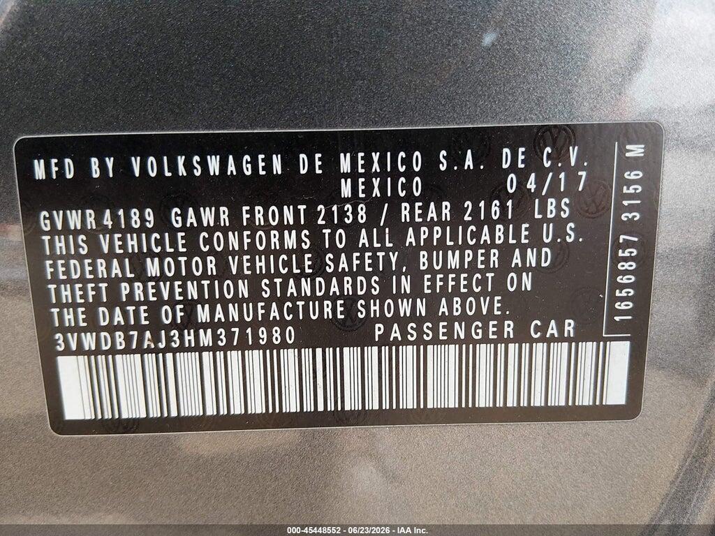 3VWDB7AJ3HM371980 2017 VOLKSWAGEN JETTA photo no. 9