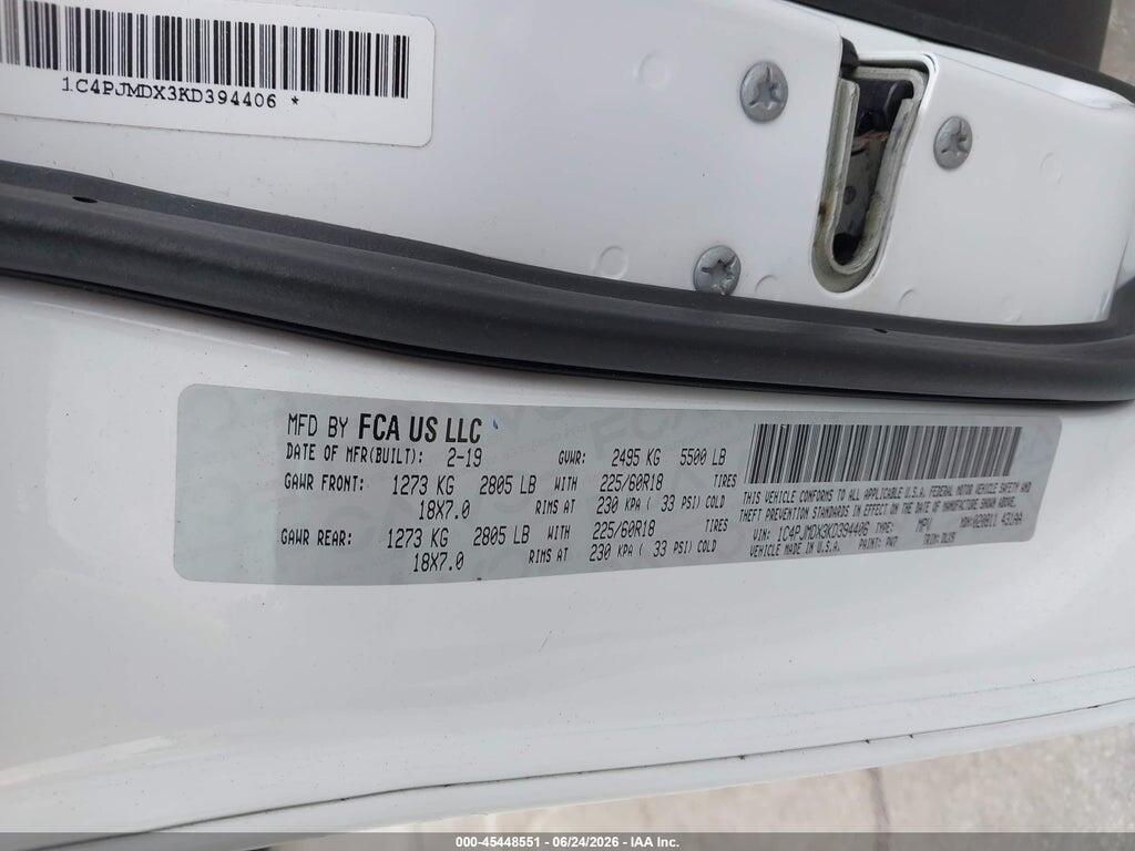 1C4PJMDX3KD394406 2019 JEEP CHEROKEE photo no. 9