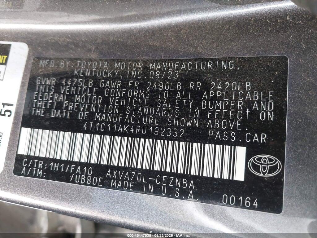 4T1C11AK4RU192332 2024 TOYOTA CAMRY photo no. 9