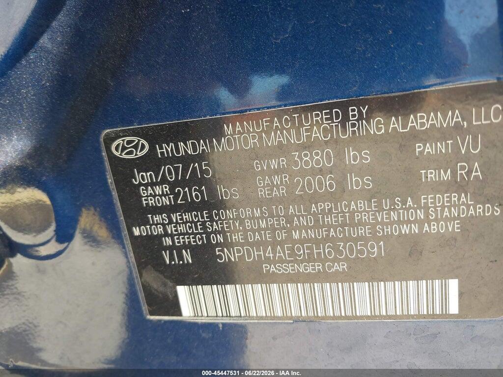 5NPDH4AE9FH630591 2015 HYUNDAI ELANTRA photo no. 9