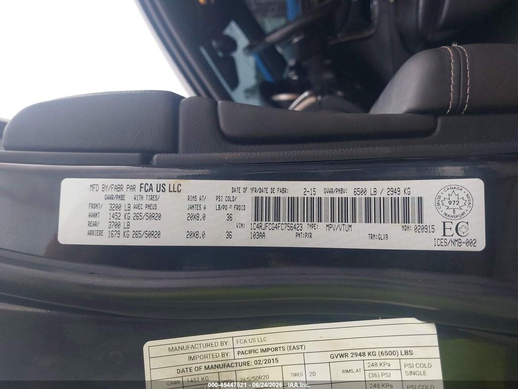 1C4RJFCG4FC756423 2015 JEEP GRAND CHEROKEE photo no. 9