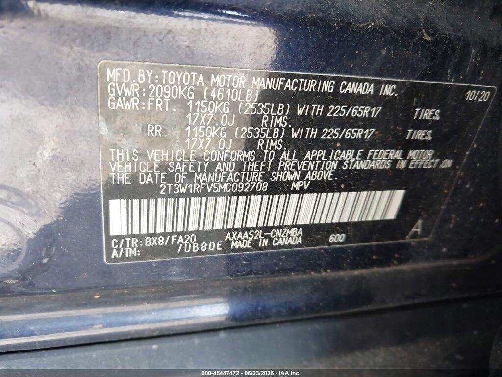2T3W1RFV5MC092708 2021 TOYOTA RAV4 photo no. 9