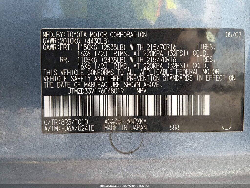 JTMZD33V176048019 2007 TOYOTA RAV4 photo no. 9