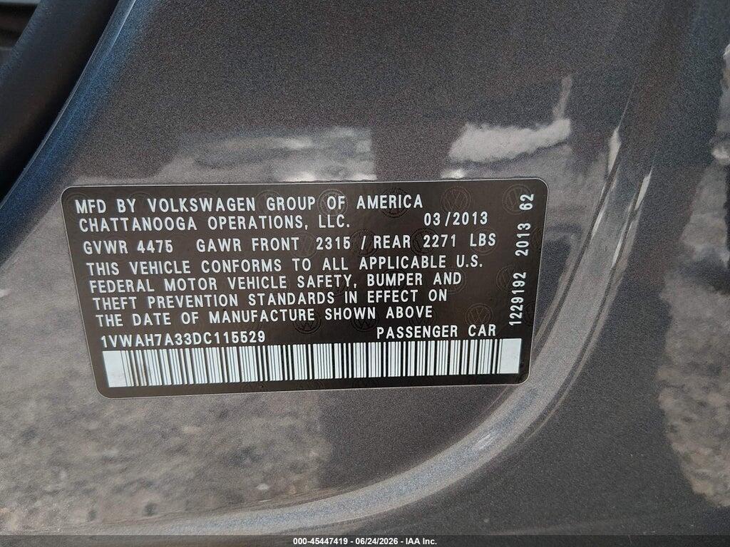 1VWAH7A33DC115529 2013 VOLKSWAGEN PASSAT photo no. 9