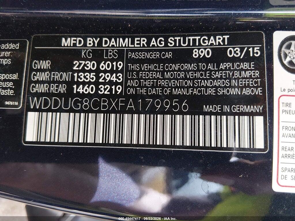WDDUG8CBXFA179956 2015 MERCEDES-BENZ S 550 photo no. 9