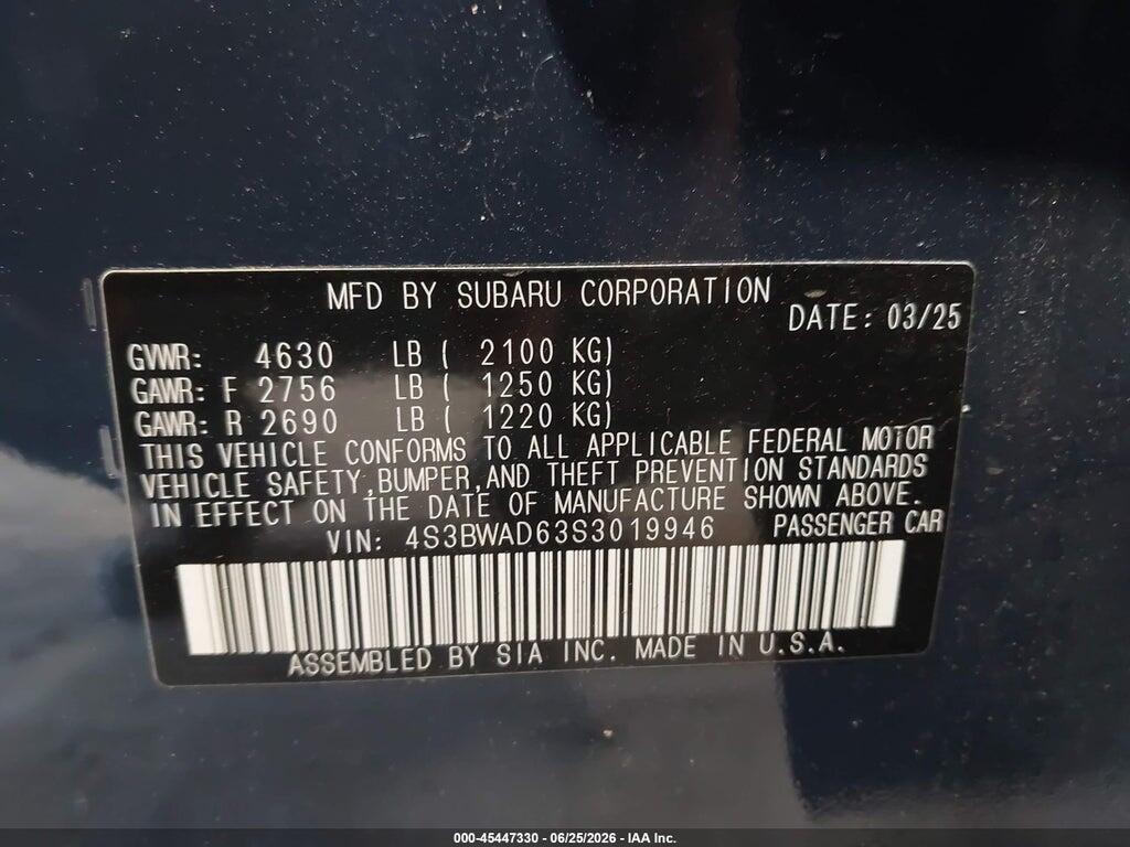 4S3BWAD63S3019946 2025 SUBARU LEGACY photo no. 9