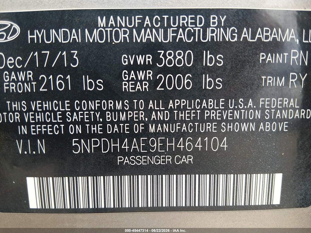5NPDH4AE9EH464104 2014 HYUNDAI ELANTRA photo no. 9