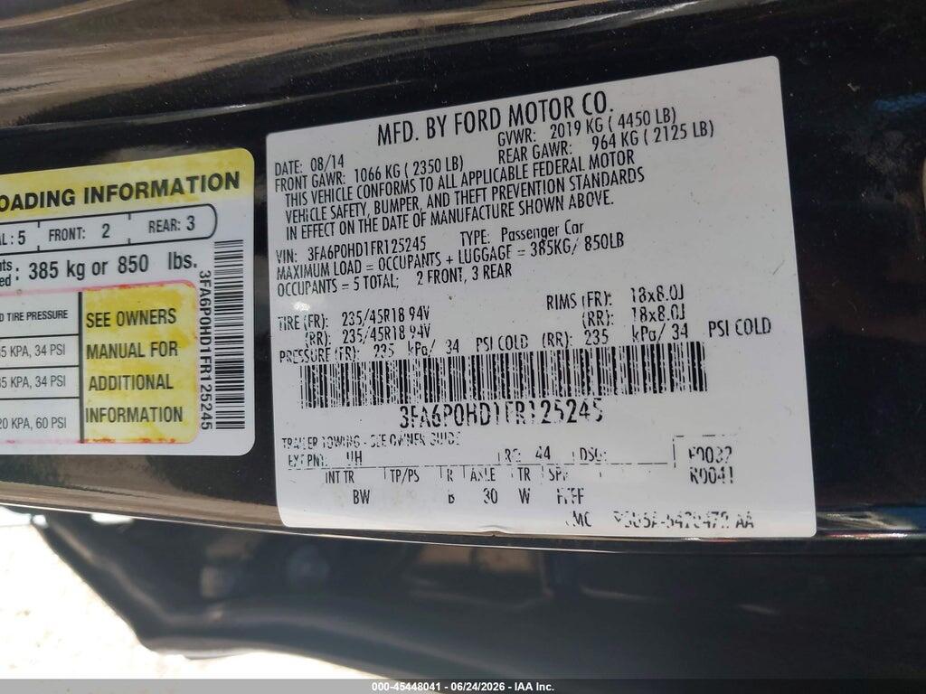 3FA6P0HD1FR125245 2015 FORD FUSION photo no. 9
