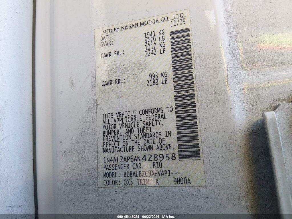 1N4AL2AP6AN428958 2010 NISSAN ALTIMA photo no. 9