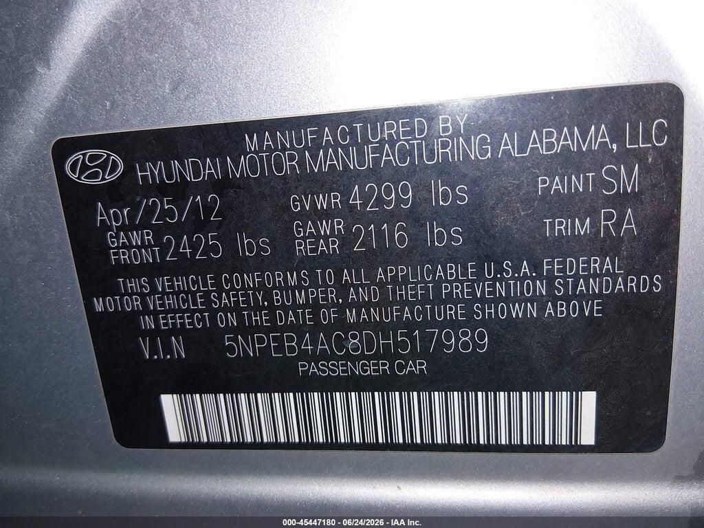 5NPEB4AC8DH517989 2013 HYUNDAI SONATA photo no. 9