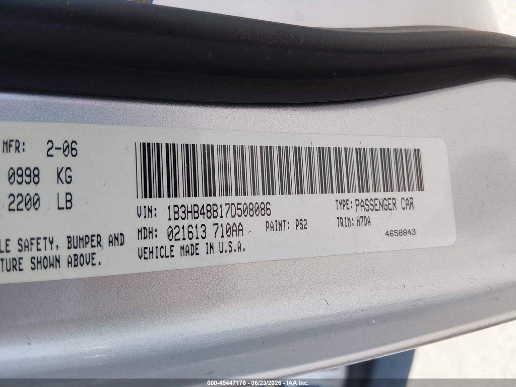 1B3HB48B17D508086 2007 DODGE CALIBER photo no. 9