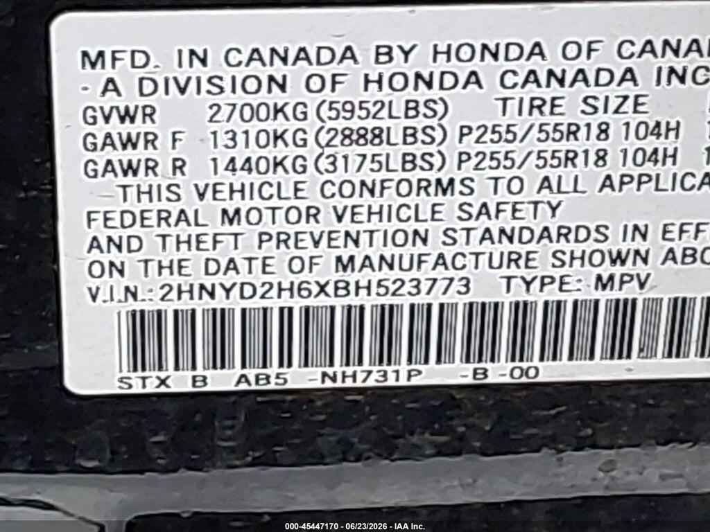 2HNYD2H6XBH523773 2011 ACURA MDX photo no. 9