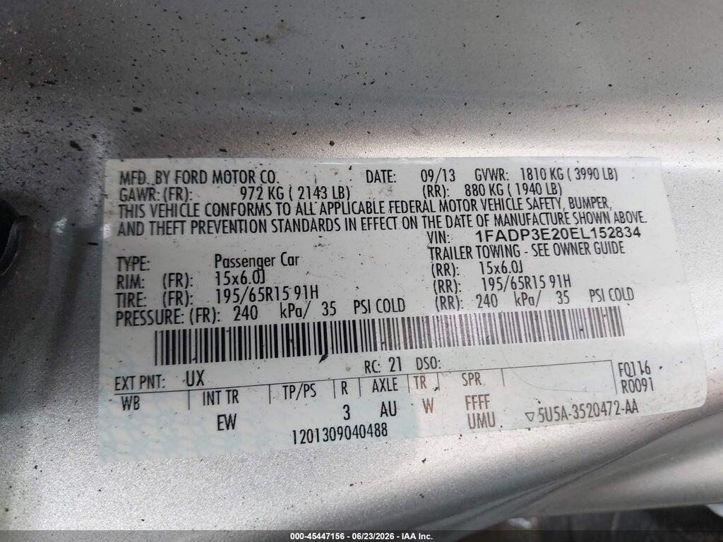 1FADP3E20EL152834 2014 FORD FOCUS photo no. 9