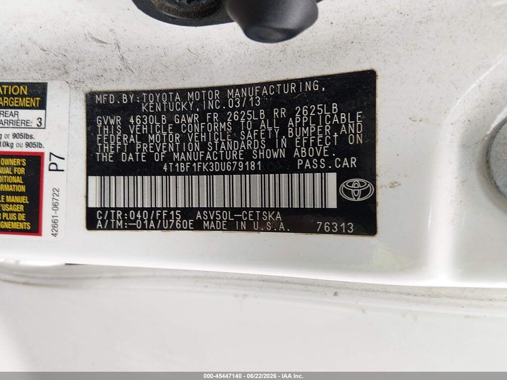 4T1BF1FK3DU679181 2013 TOYOTA CAMRY photo no. 9