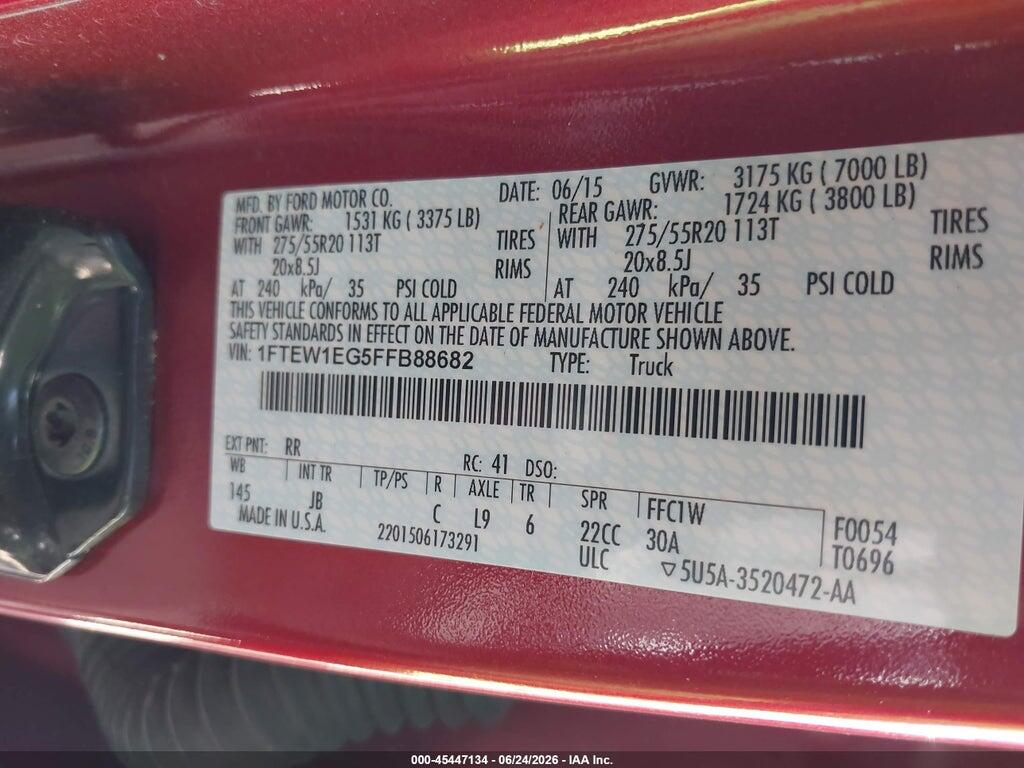1FTEW1EG5FFB88682 2015 FORD F-150 photo no. 9