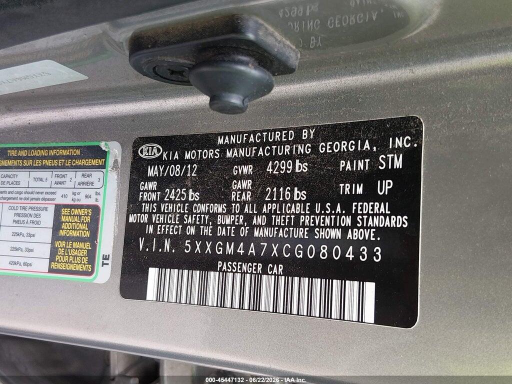 5XXGM4A7XCG080433 2012 KIA OPTIMA photo no. 9