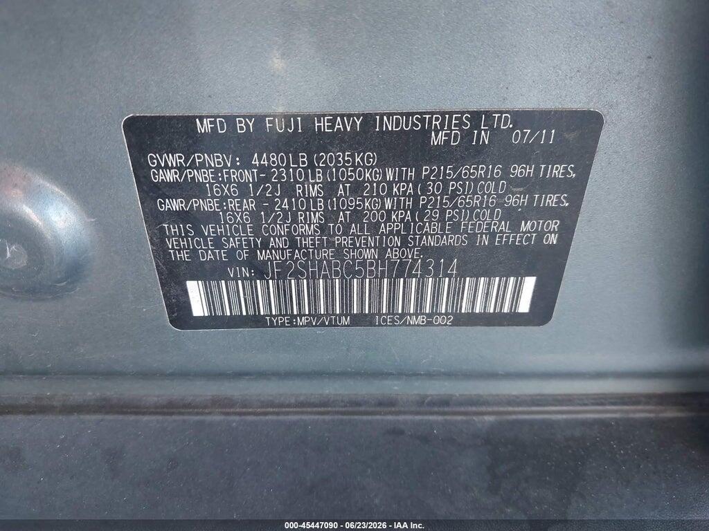 JF2SHABC5BH774314 2011 SUBARU FORESTER photo no. 9