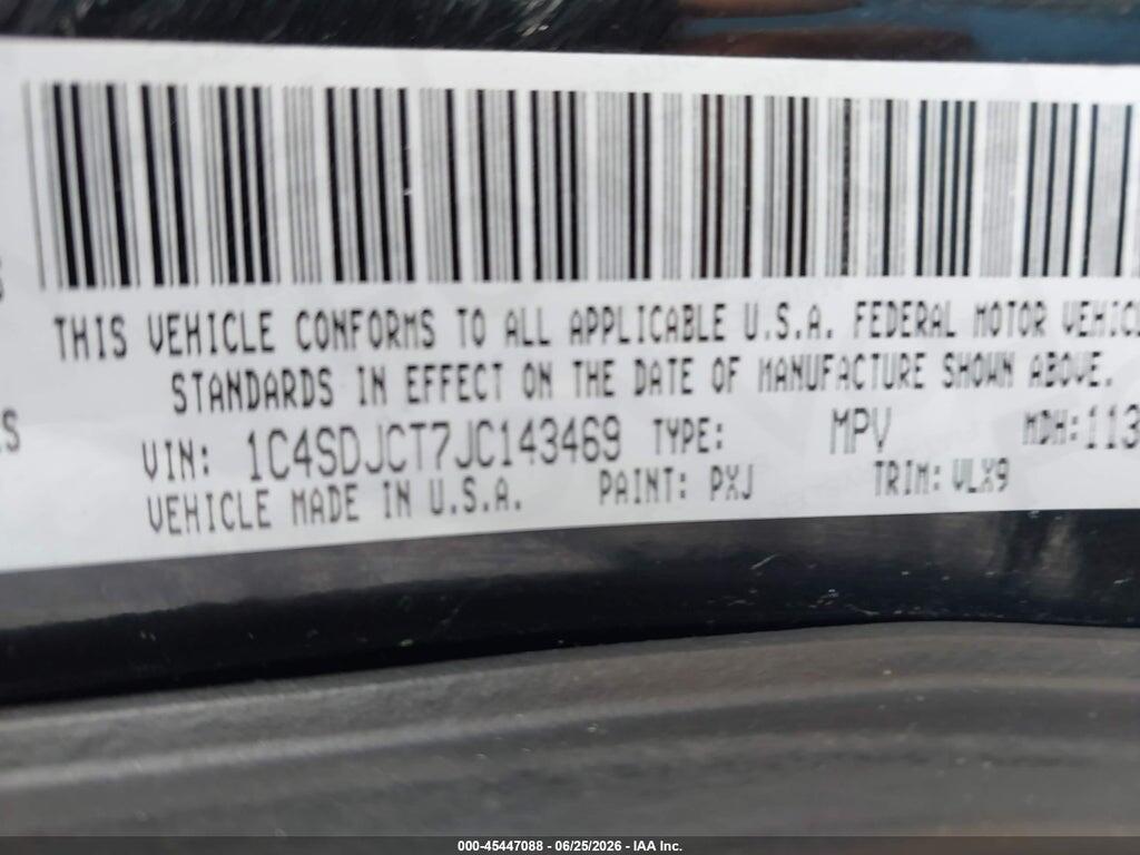 1C4SDJCT7JC143469 2018 DODGE DURANGO photo no. 9