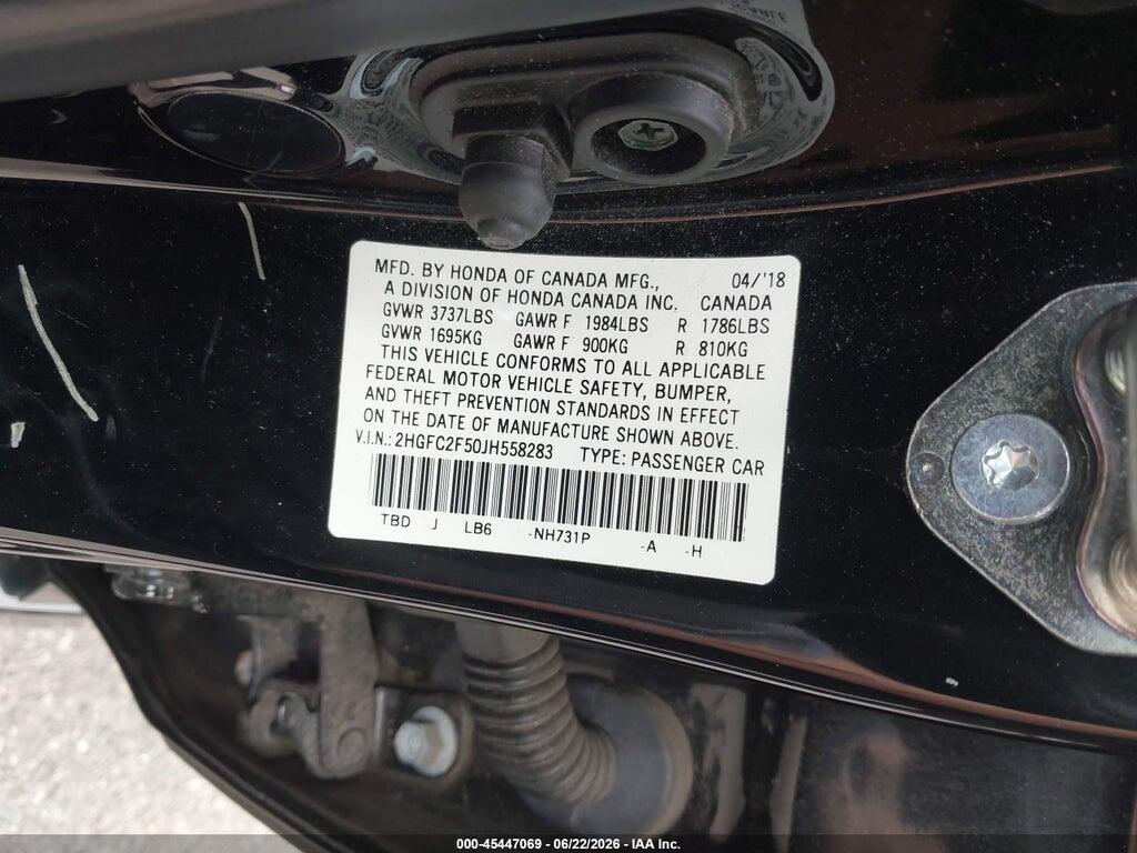 2HGFC2F50JH558283 2018 HONDA CIVIC photo no. 9