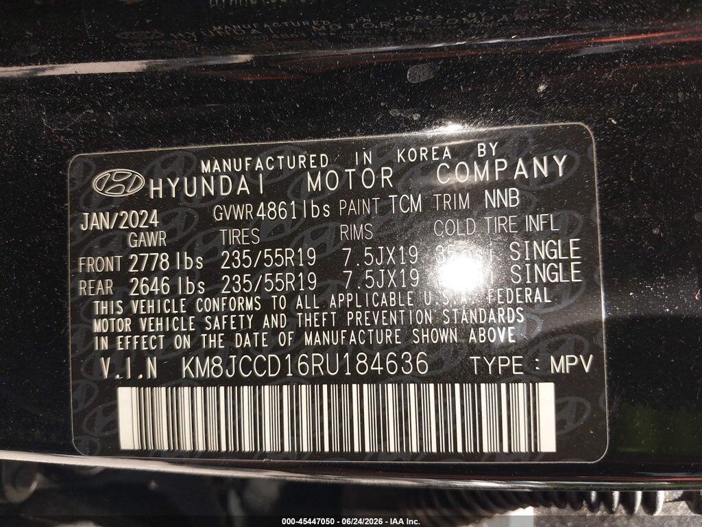 KM8JCCD16RU184636 2024 HYUNDAI TUCSON HYBRID photo no. 9