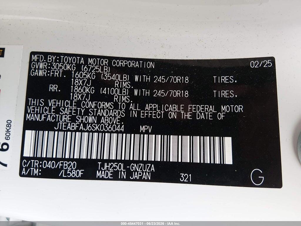 JTEABFAJ6SK036044 2025 TOYOTA LAND CRUISER photo no. 9