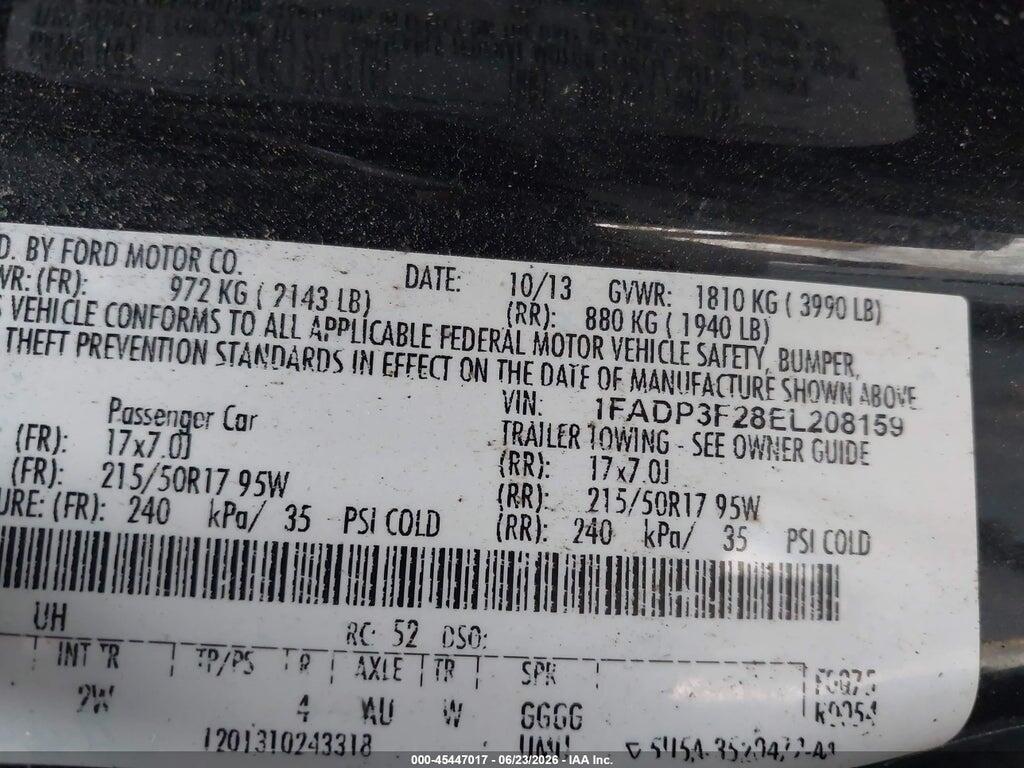 1FADP3F28EL208159 2014 FORD FOCUS photo no. 9