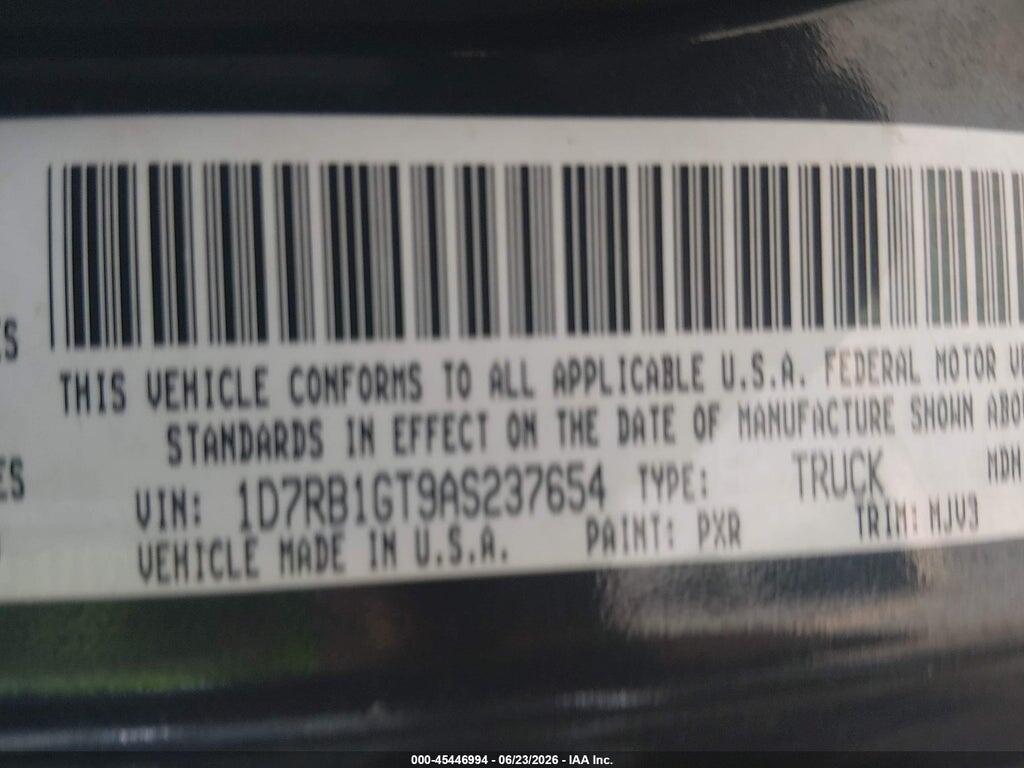 1D7RB1GT9AS237654 2010 DODGE RAM 1500 photo no. 9