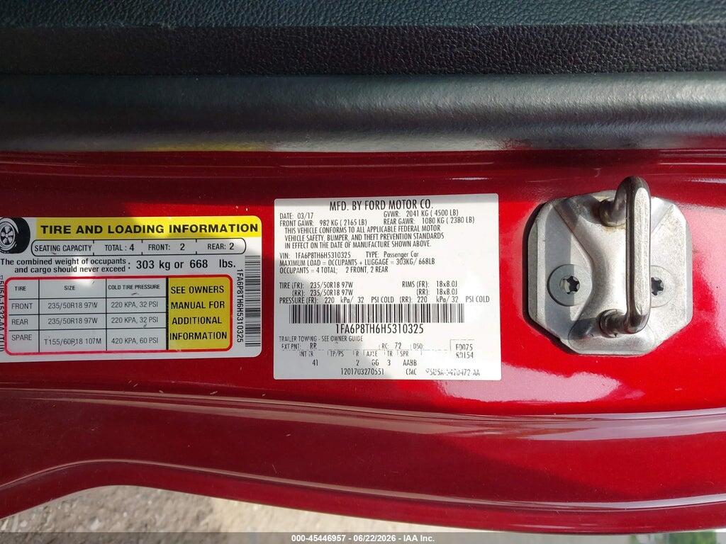 1FA6P8TH6H5310325 2017 FORD MUSTANG photo no. 9