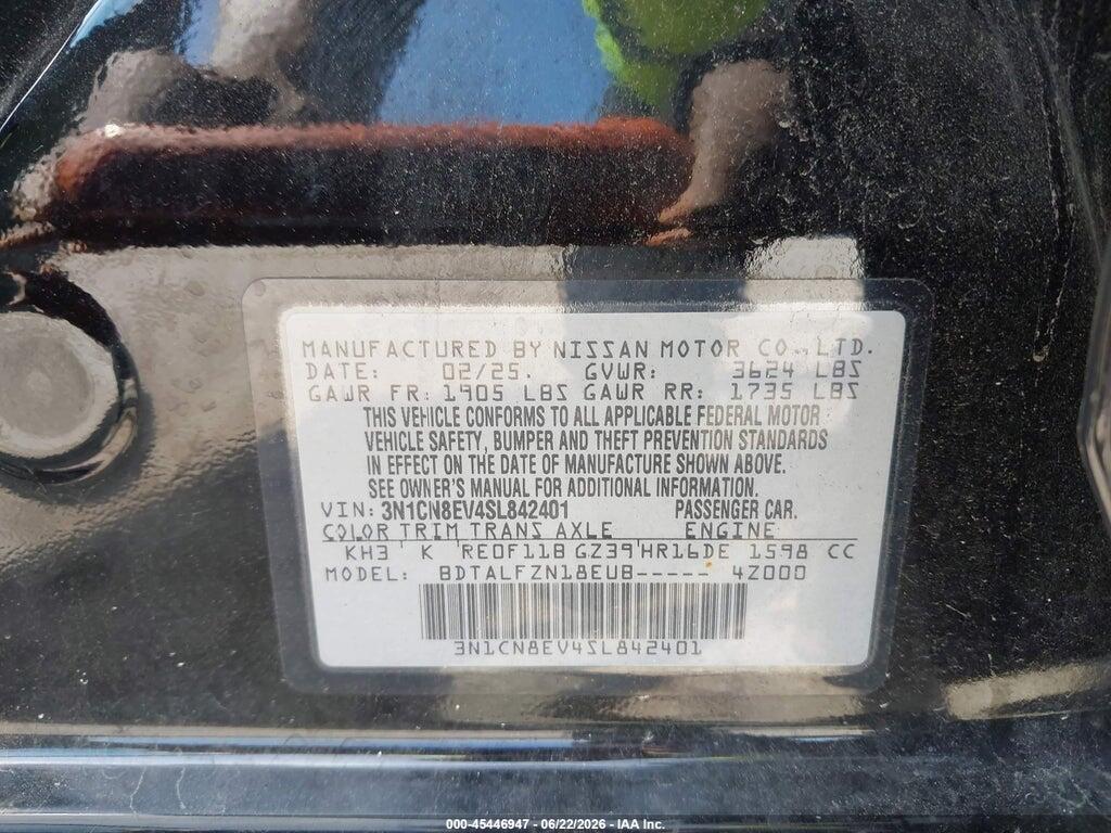 3N1CN8EV4SL842401 2025 NISSAN VERSA photo no. 9