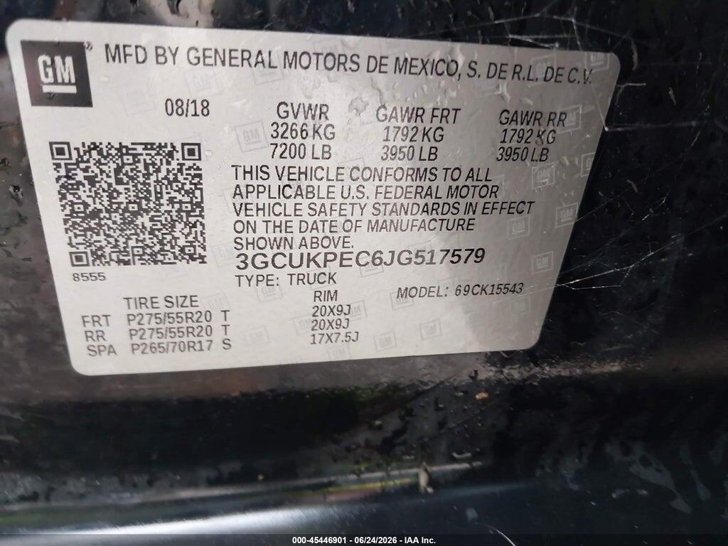 3GCUKPEC6JG517579 2018 CHEVROLET SILVERADO 1500 photo no. 9