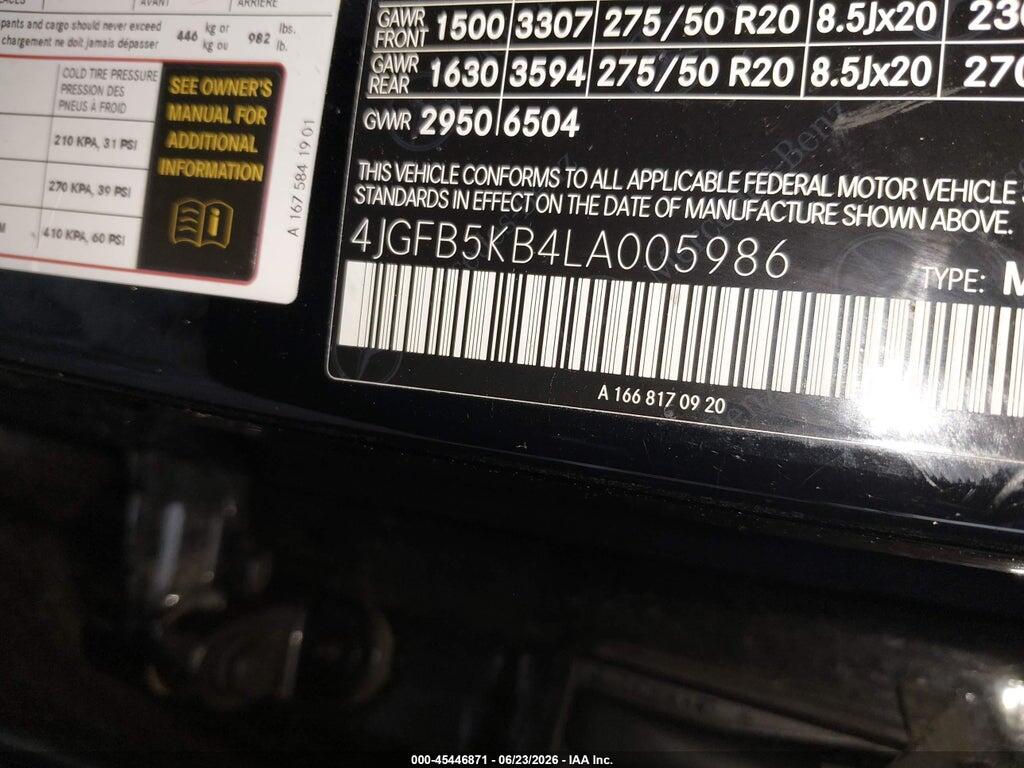 4JGFB5KB4LA005986 2020 MERCEDES-BENZ GLE 450 photo no. 9