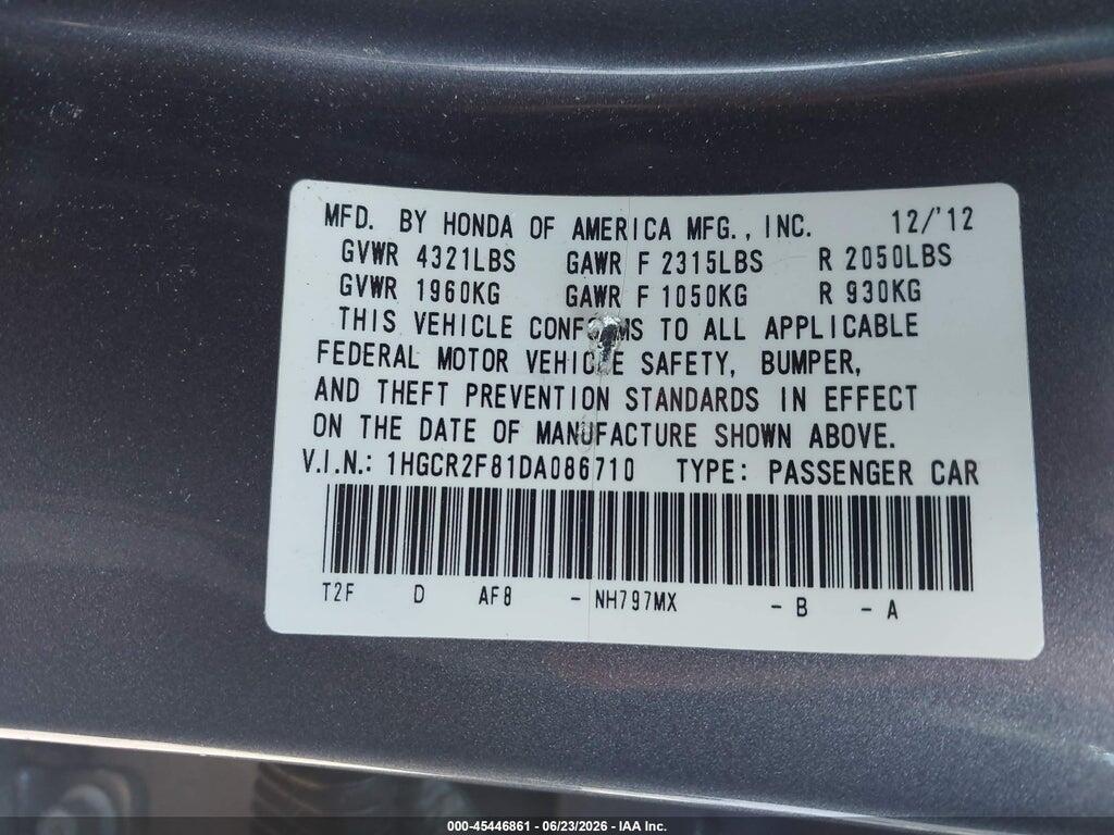 1HGCR2F81DA086710 2013 HONDA ACCORD photo no. 9