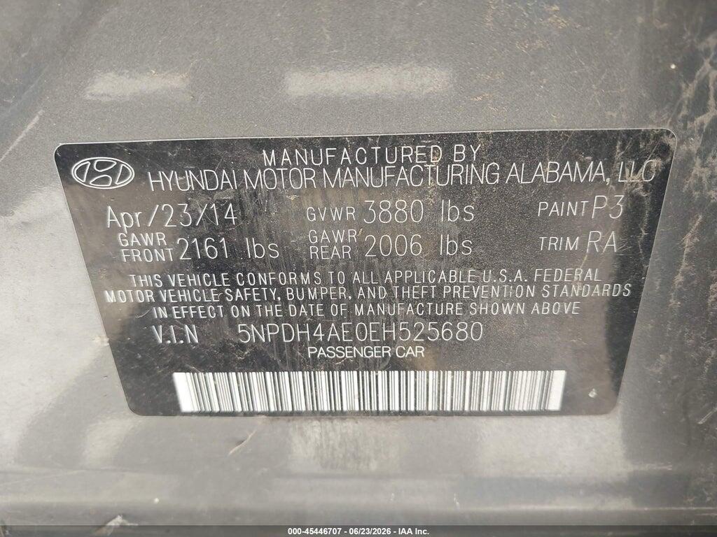 5NPDH4AE0EH525680 2014 HYUNDAI ELANTRA photo no. 9
