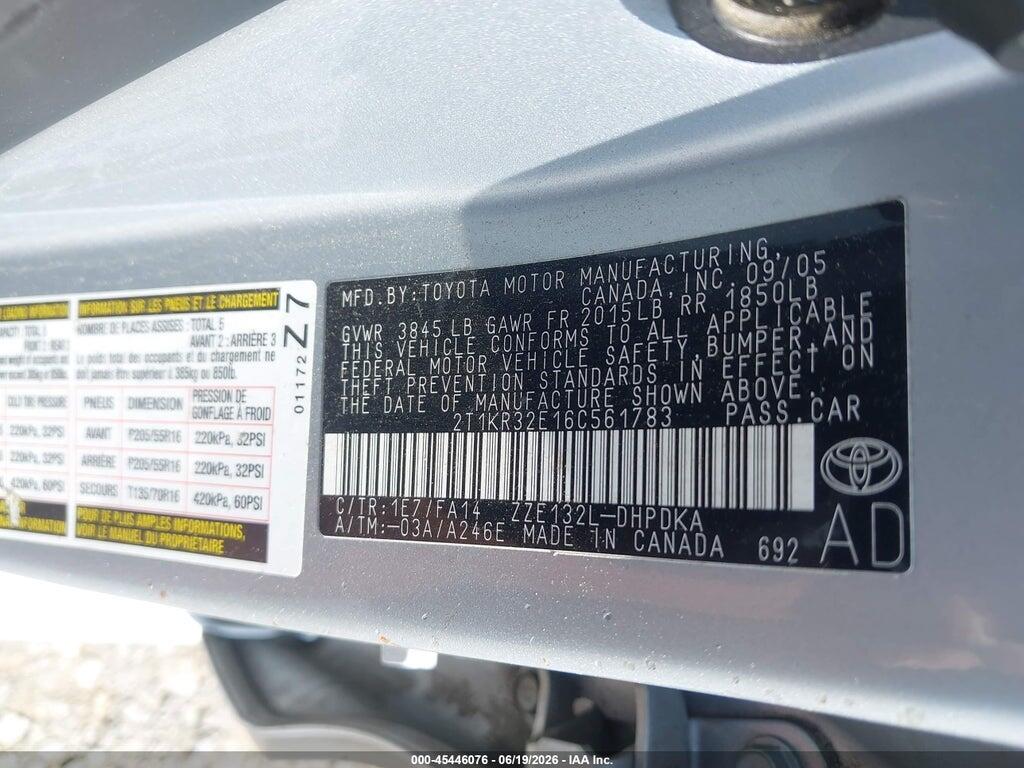 2T1KR32E16C561783 2006 TOYOTA MATRIX photo no. 9