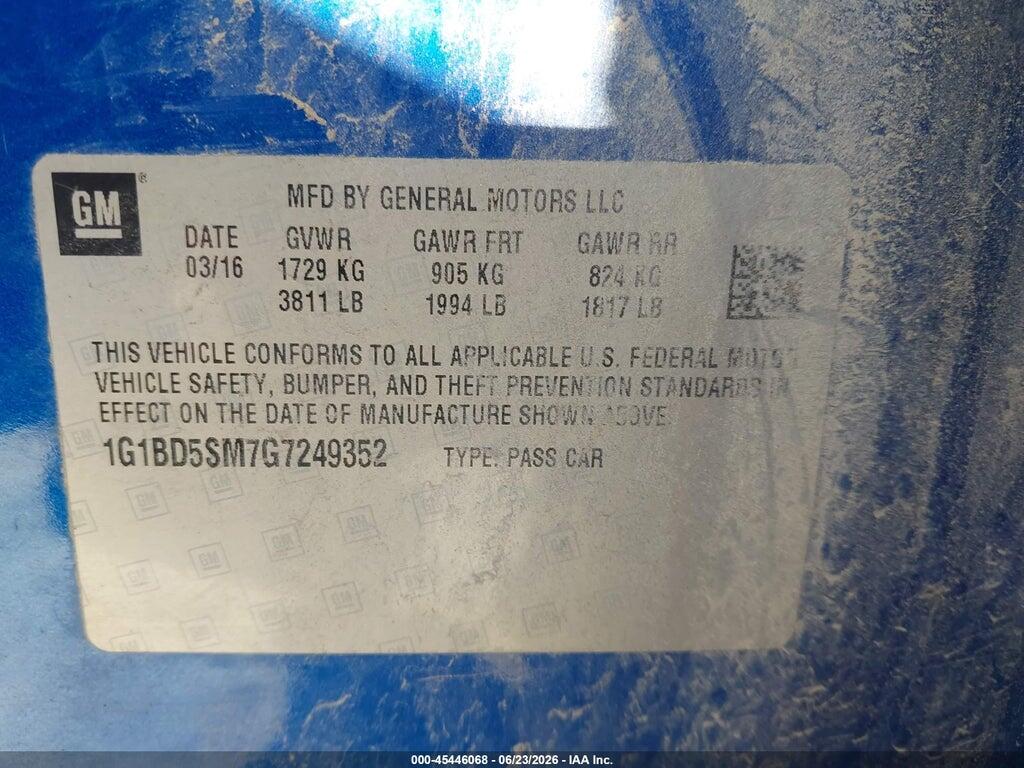 1G1BD5SM7G7249352 2016 CHEVROLET CRUZE photo no. 9