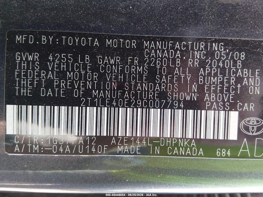 2T1LE40E29C007794 2009 TOYOTA MATRIX photo no. 9