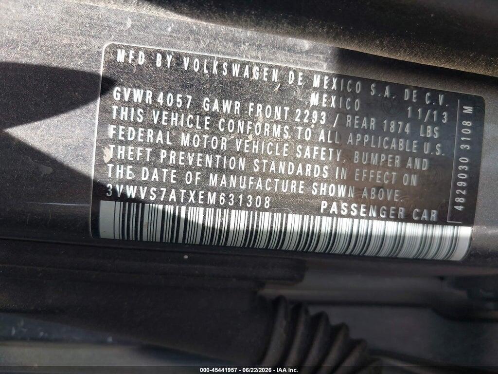 3VWVS7ATXEM631308 2014 VOLKSWAGEN BEETLE photo no. 9